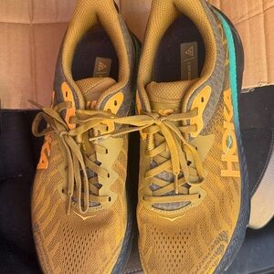 Hoka Men's Running Shoes - Mustard Yellow with Teal Accent